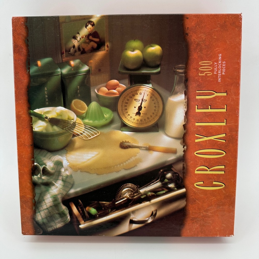 Vintage Milton Bradley Croxley 500pc Jigsaw Puzzle Country Kitchen Jadeite Scale